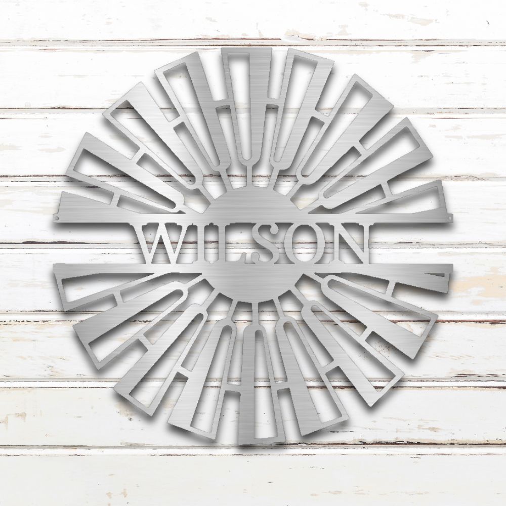 Fancy Windmill Metal Wall Art (Silver) | Shop Custom Metal Signs & Wall Decor | Sovereign Metalworks