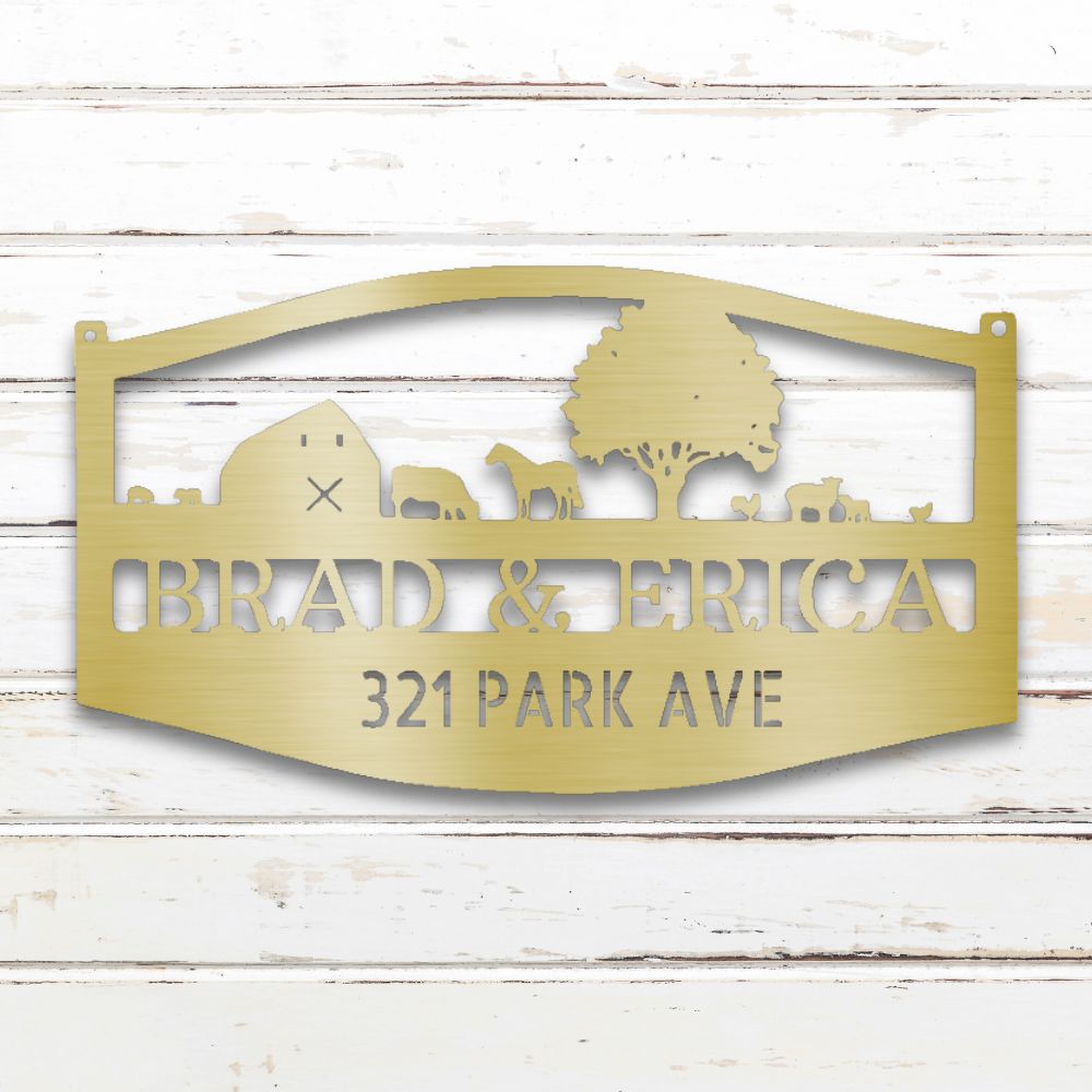 Farmstead III Metal Wall Art (Gold) | Shop Custom Metal Signs & Wall Decor | Sovereign Metalworks