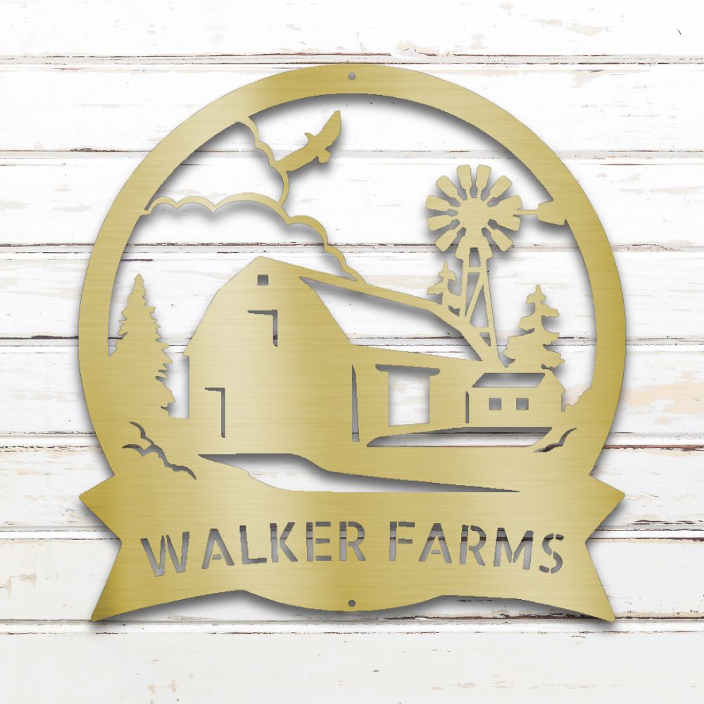 Farmstead IV Metal Wall Art (Gold) | Shop Custom Metal Signs & Wall Decor | Sovereign Metalworks