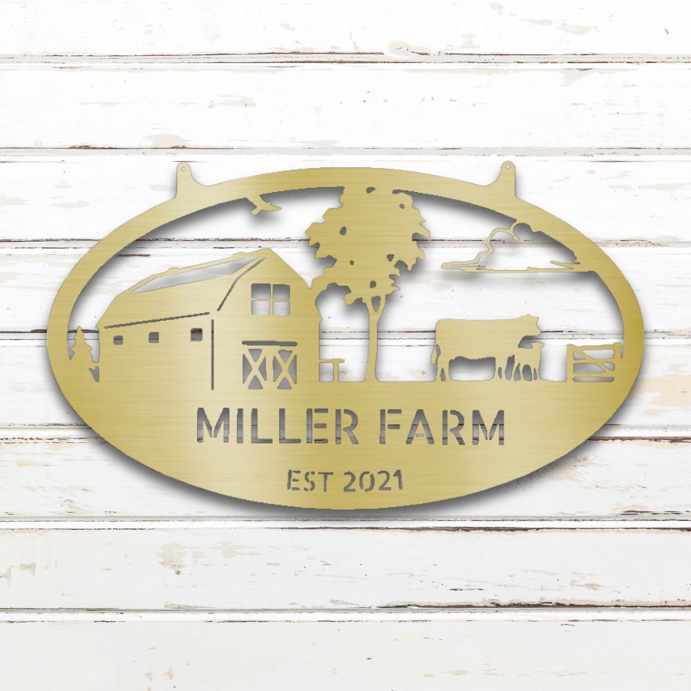 Farmstead V Metal Wall Art (Gold) | Shop Custom Metal Signs & Wall Decor | Sovereign Metalworks