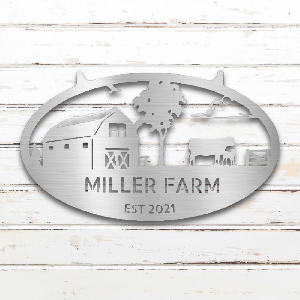 Farmstead V Metal Wall Art (Silver) | Shop Custom Metal Signs & Wall Decor | Sovereign Metalworks