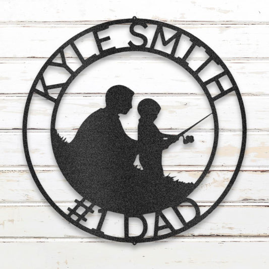 Father & Son Fishing II Metal Wall Art (Black) | Shop Custom Metal Signs & Wall Decor | Sovereign Metalworks