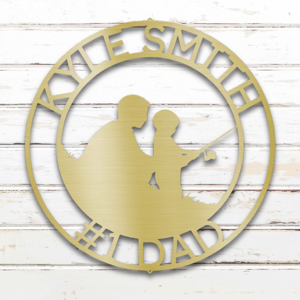 Father & Son Fishing II Metal Wall Art (Gold) | Shop Custom Metal Signs & Wall Decor | Sovereign Metalworks