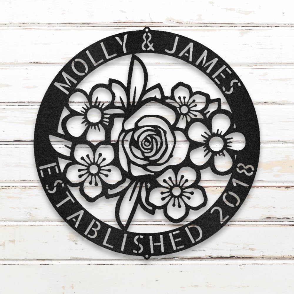 Floral Ring Metal Wall Art (Black) | Shop Custom Metal Signs & Wall Decor | Sovereign Metalworks