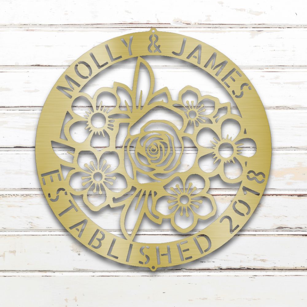 Floral Ring Metal Wall Art (Gold) | Shop Custom Metal Signs & Wall Decor | Sovereign Metalworks