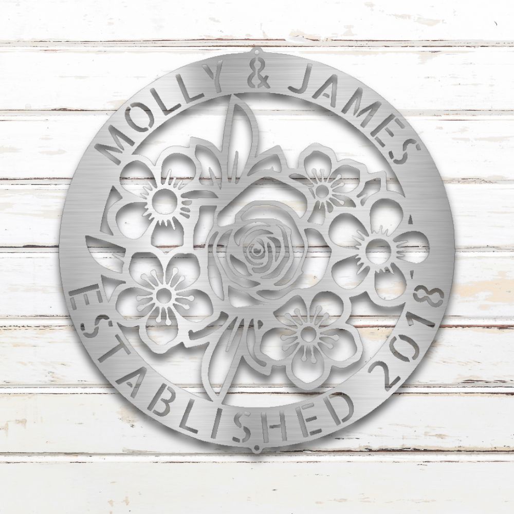 Floral Ring Metal Wall Art (Silver) | Shop Custom Metal Signs & Wall Decor | Sovereign Metalworks