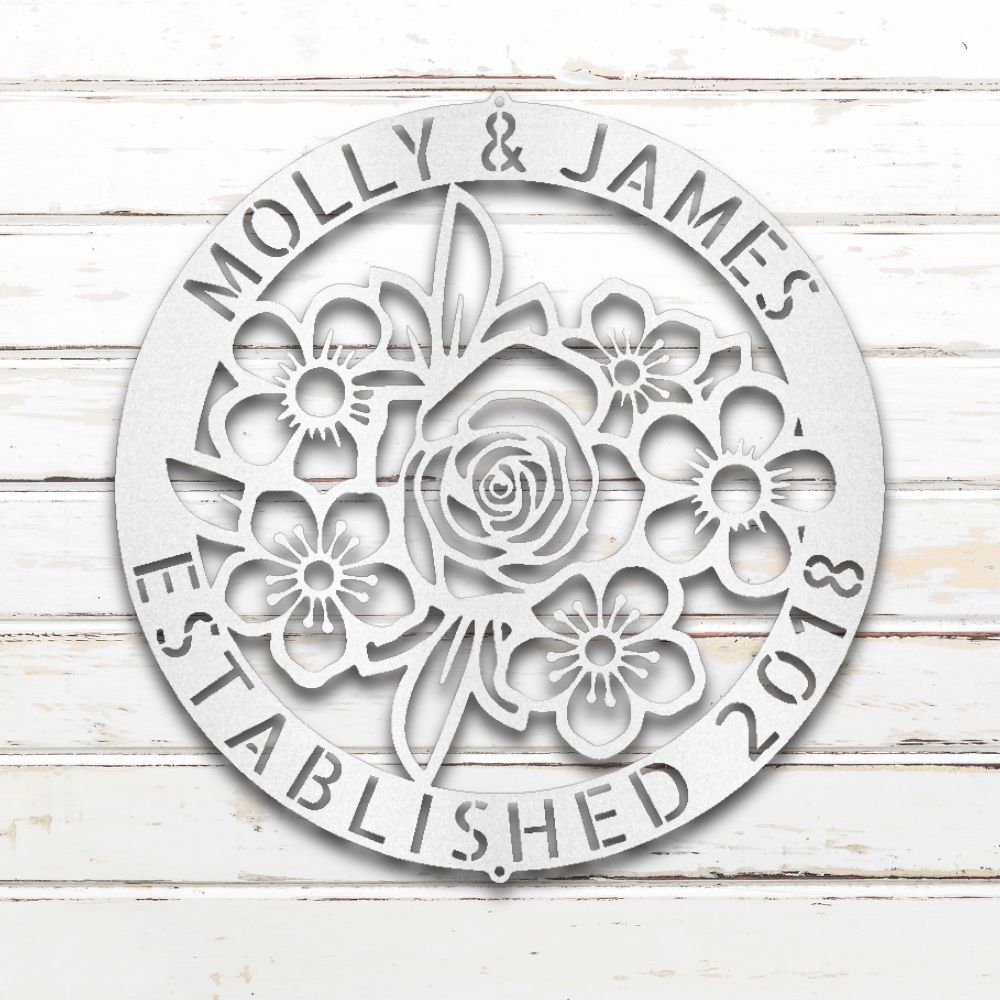 Floral Ring Metal Wall Art (White) | Shop Custom Metal Signs & Wall Decor | Sovereign Metalworks