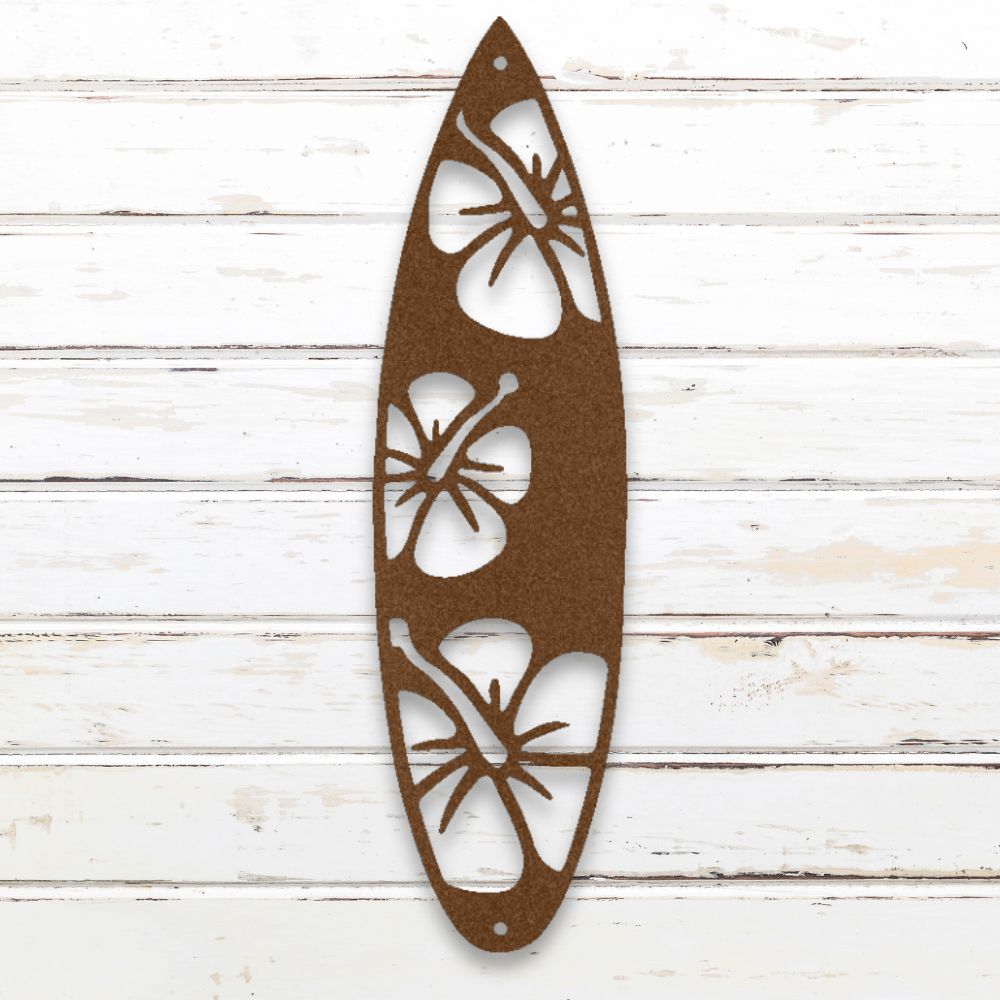 Floral Surfboard Metal Wall Art (Copper) | Shop for Custom Metal Signs & Wall Decor | Sovereign Metalworks