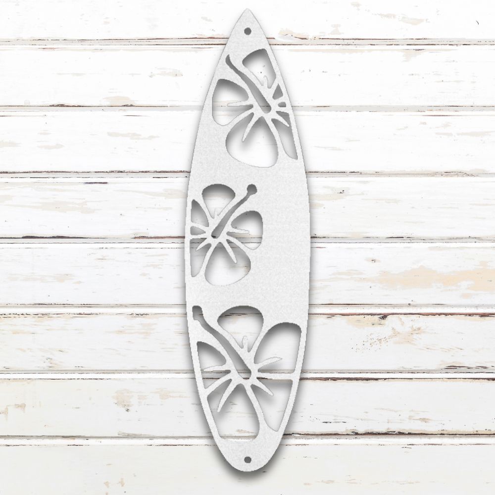 Floral Surfboard Metal Wall Art (White) | Shop for Custom Metal Signs & Wall Decor | Sovereign Metalworks