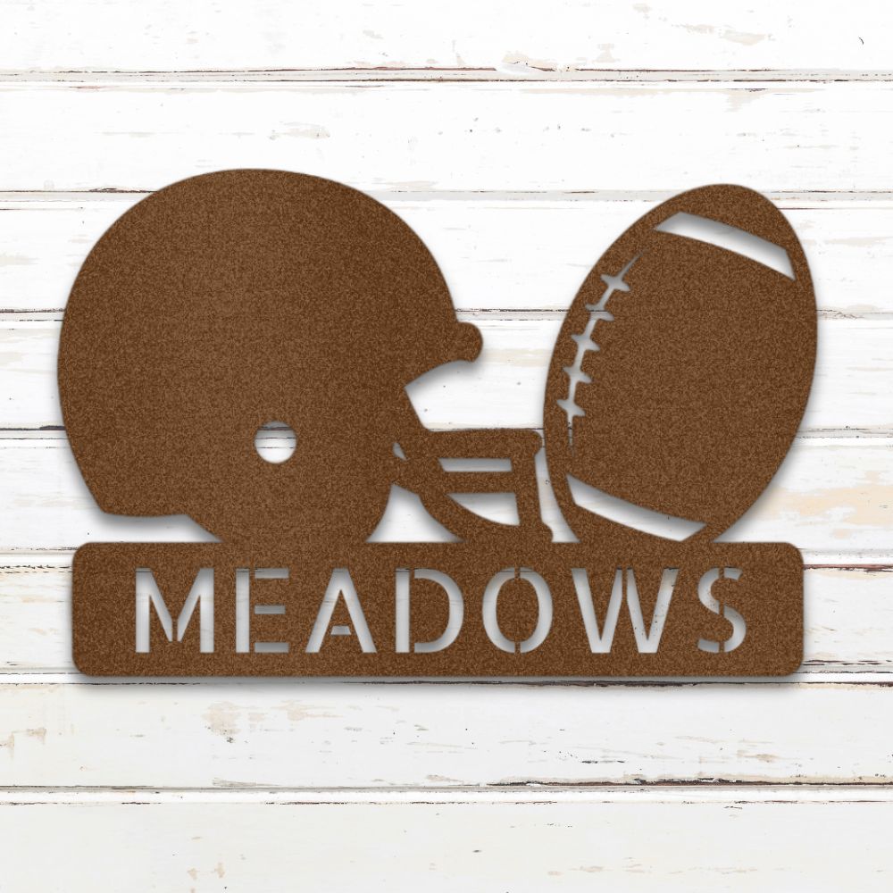 Football Helmet Metal Wall Art (Copper) | Shop Custom Metal Signs & Wall Decor | Sovereign Metalworks