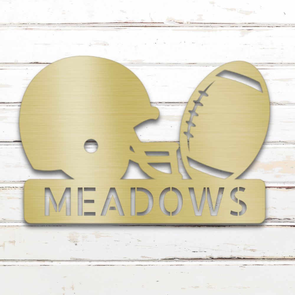 Football Helmet Metal Wall Art (Gold) | Shop Custom Metal Signs & Wall Decor | Sovereign Metalworks