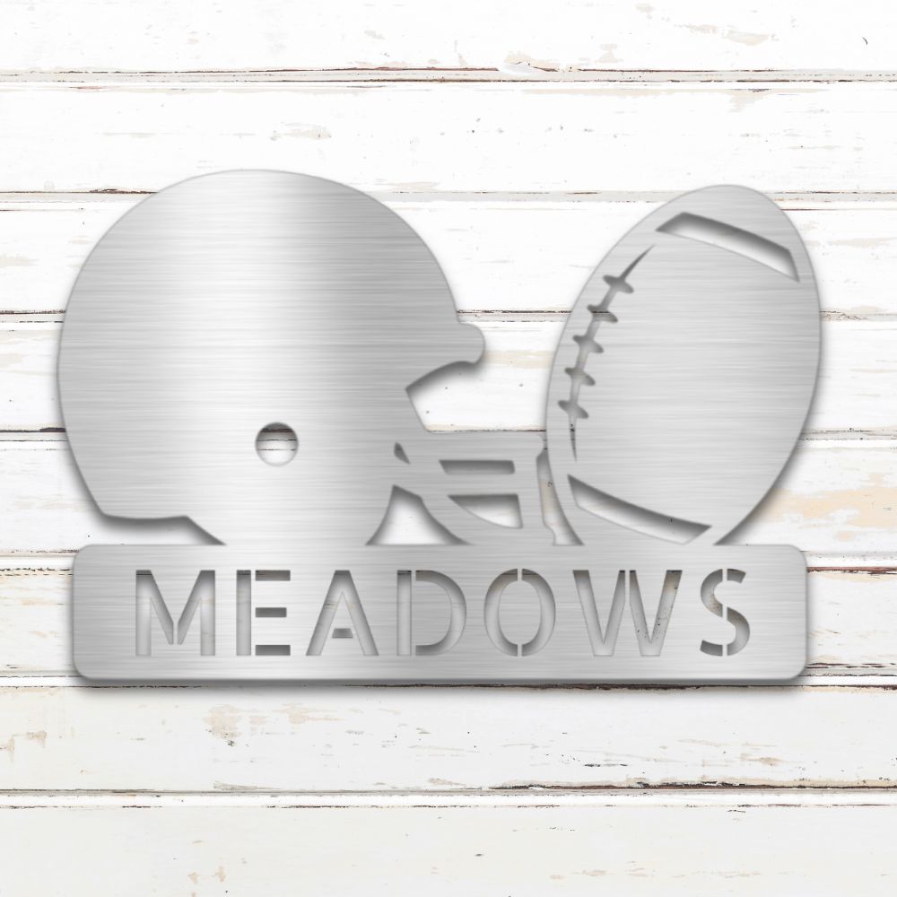 Football Helmet Metal Wall Art (Silver) | Shop Custom Metal Signs & Wall Decor | Sovereign Metalworks