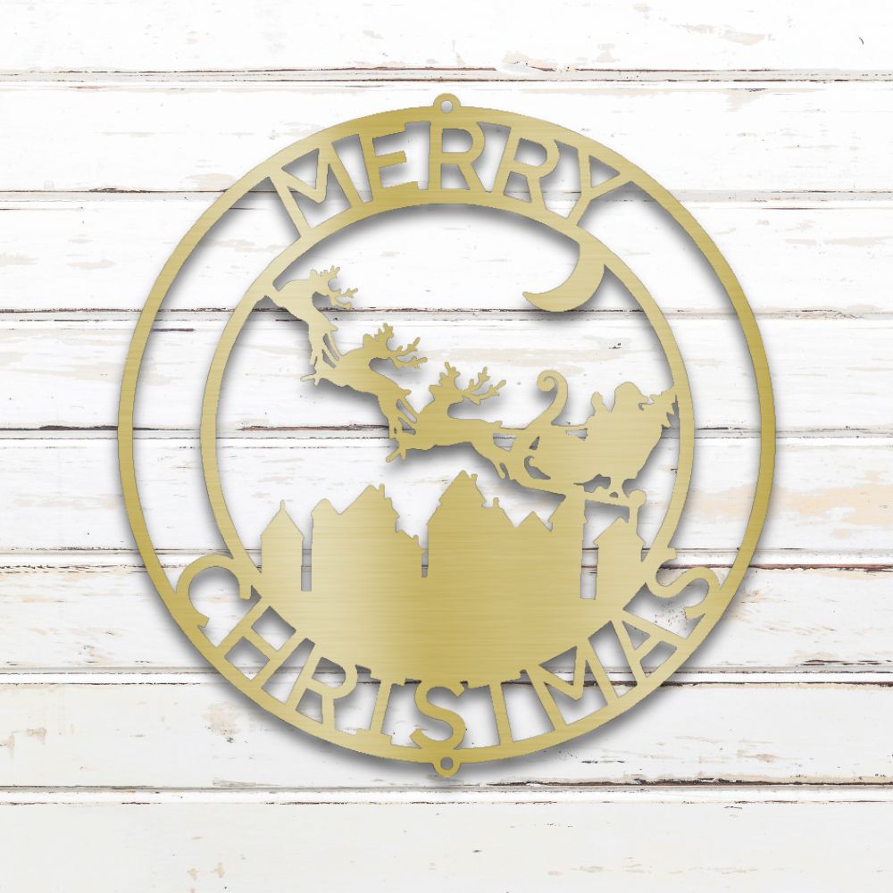 Santa & Reindeer II Custom Metal Wall Art