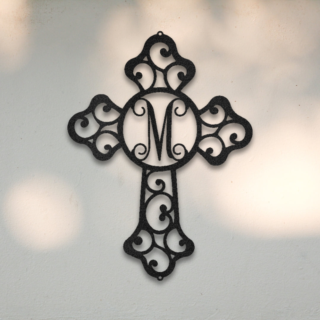Gothic Cross Monogram Metal Wall Art | Sovereign Metalworks