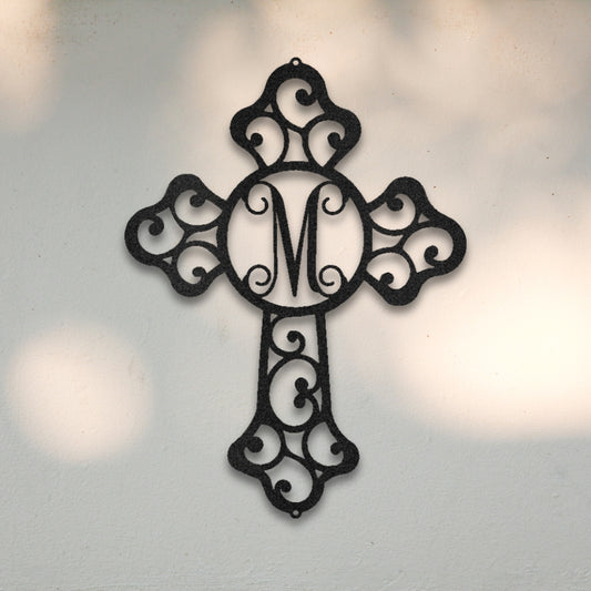 Gothic Cross Monogram Metal Wall Art | Sovereign Metalworks