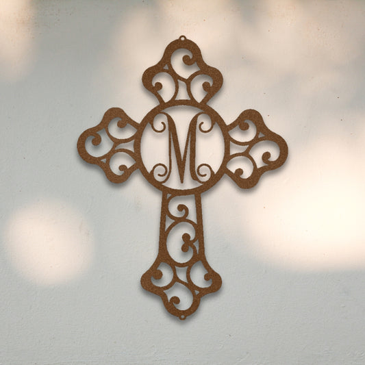 Gothic Cross Monogram Metal Wall Art | Sovereign Metalworks