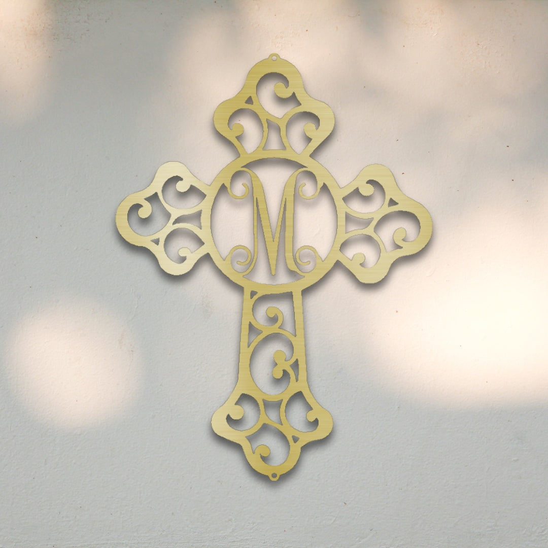 Gothic Cross Monogram Metal Wall Art | Sovereign Metalworks