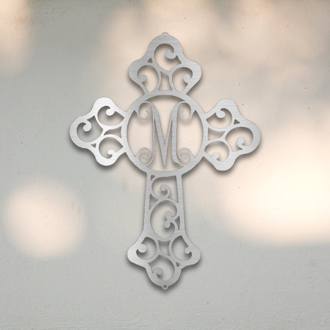 Gothic Cross Monogram Metal Wall Art | Sovereign Metalworks