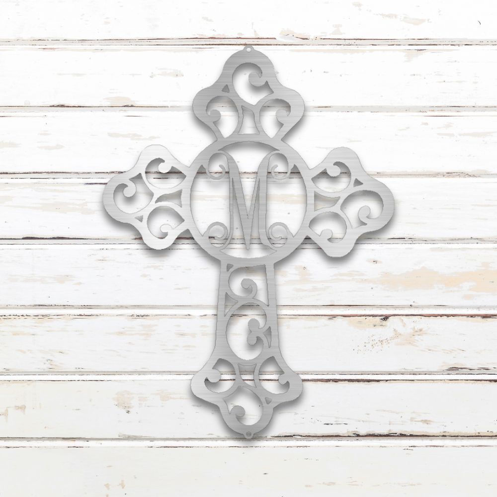 Gothic Cross Monogram Metal Wall Art