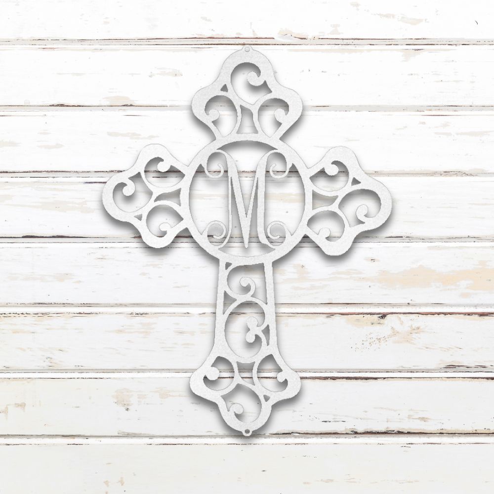Gothic Cross Monogram Metal Wall Art