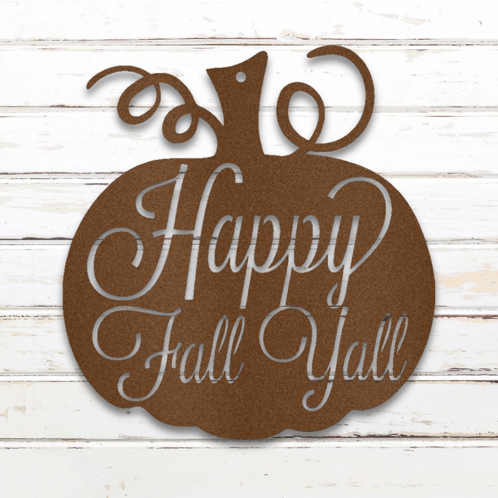 Happy Fall Y'all Metal Wall Art (Copper) | Shop Custom Metal Signs & Wall Decor | Sovereign Metalworks