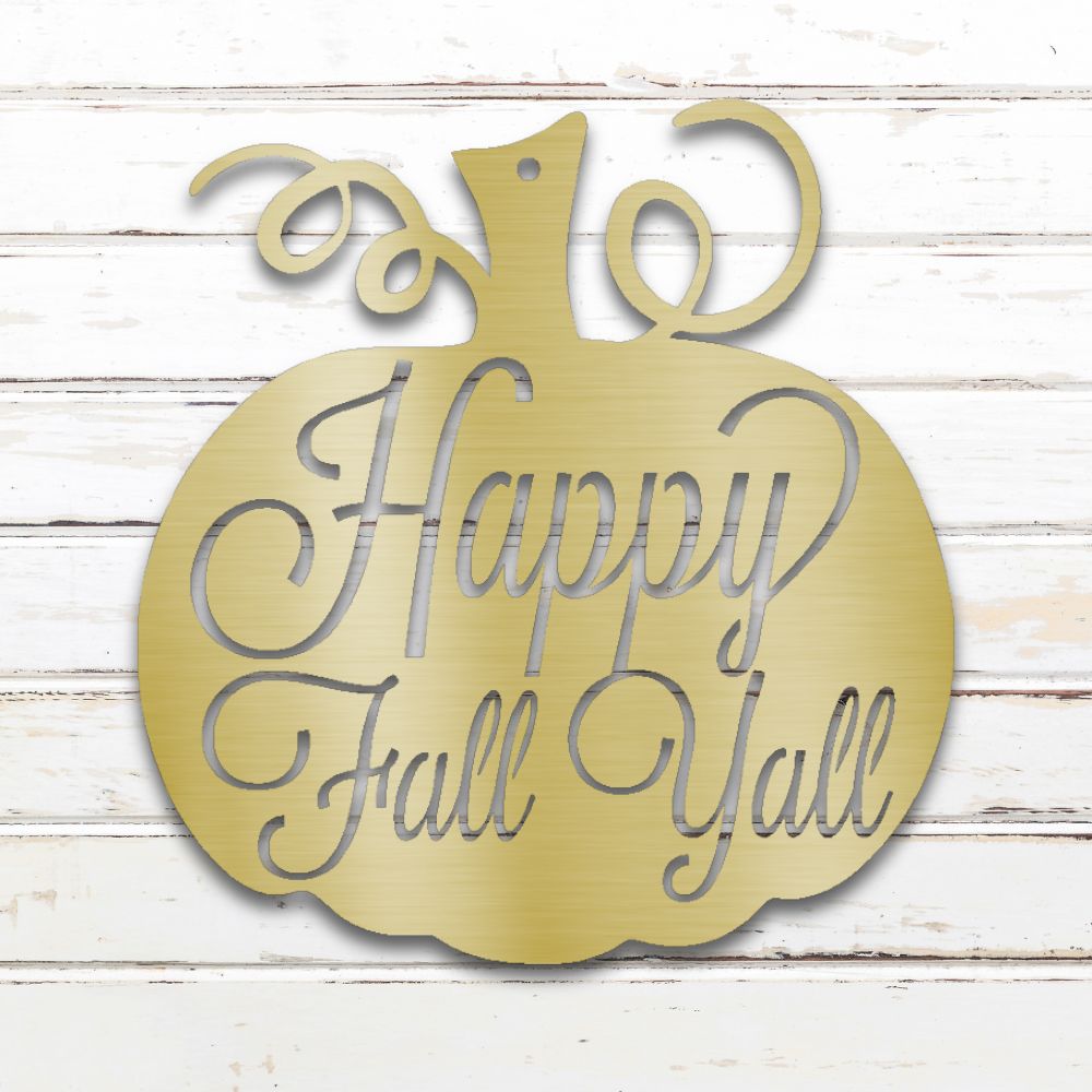 Happy Fall Y'all Metal Wall Art (Gold) | Shop Custom Metal Signs & Wall Decor | Sovereign Metalworks