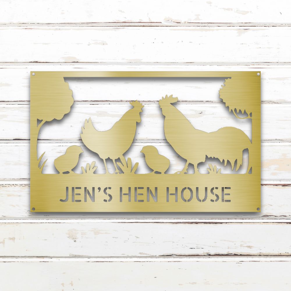 Hen House Metal Wall Art (Gold) | Shop Custom Metal Signs & Wall Decor | Sovereign Metalworks