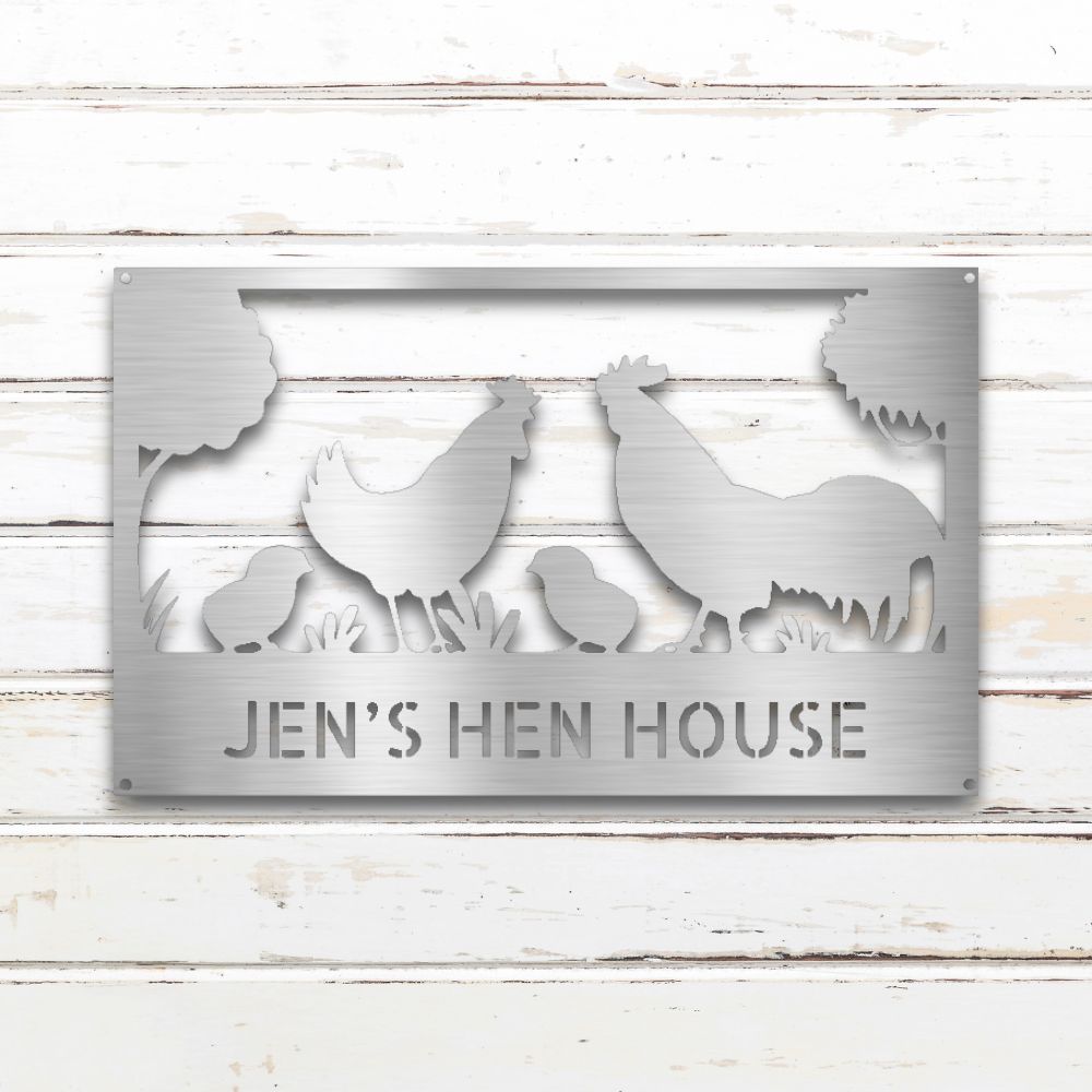 Hen House Metal Wall Art (Silver) | Shop Custom Metal Signs & Wall Decor | Sovereign Metalworks