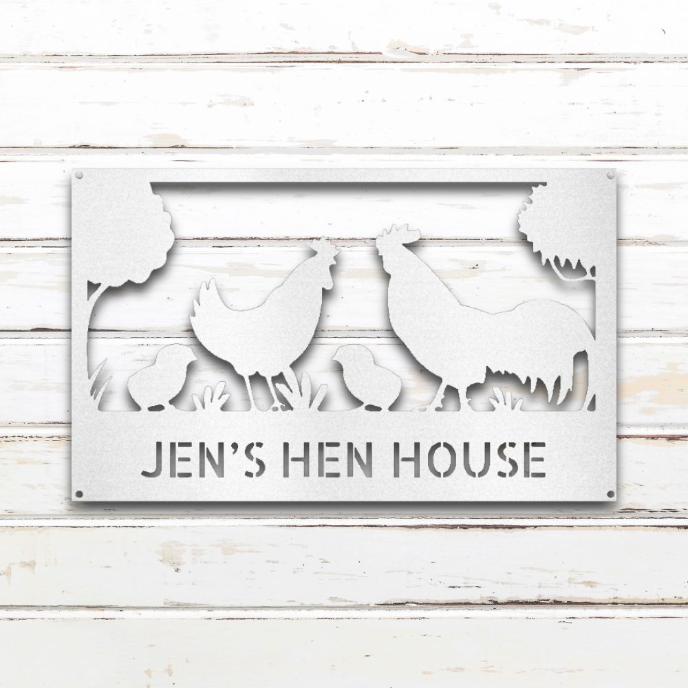 Hen House Metal Wall Art (White) | Shop Custom Metal Signs & Wall Decor | Sovereign Metalworks