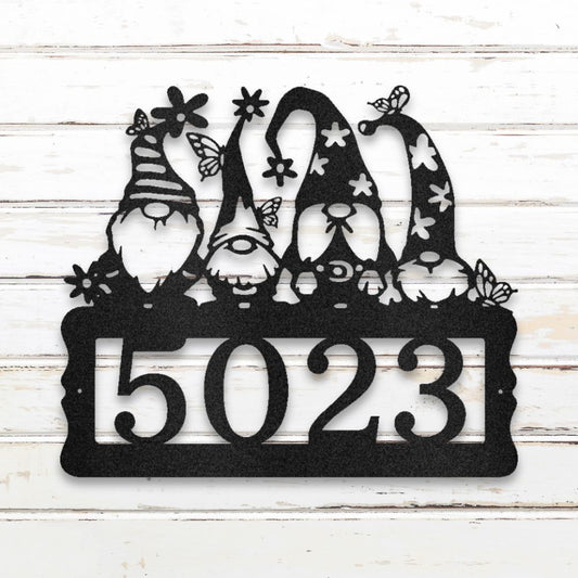 Home Sweet Gnome Metal Address Sign (Black) | Shop Custom Metal Wall Art | Sovereign Metalworks