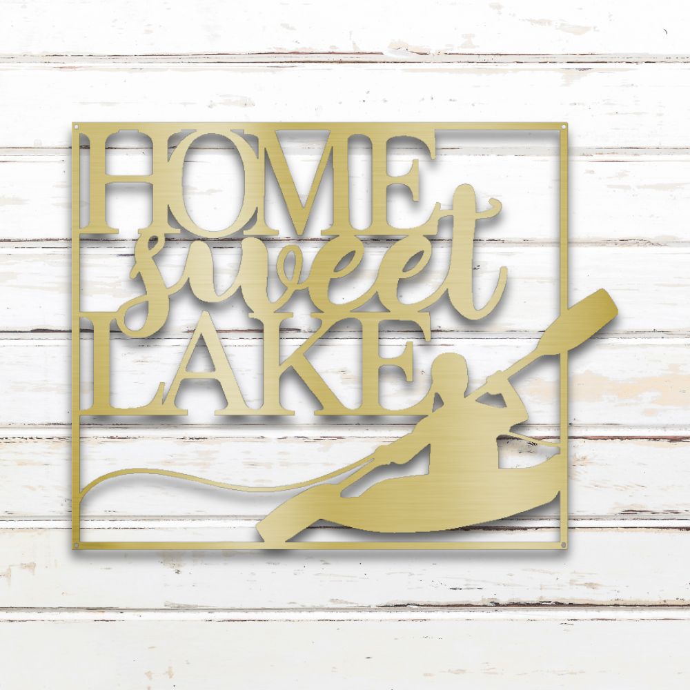 Home Sweet Lake Metal Wall Art (Gold) | Shop Custom Metal Signs & Wall Decor | Sovereign Metalworks