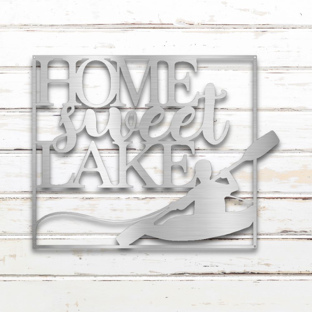 Home Sweet Lake Metal Wall Art (Silver) | Shop Custom Metal Signs & Wall Decor | Sovereign Metalworks