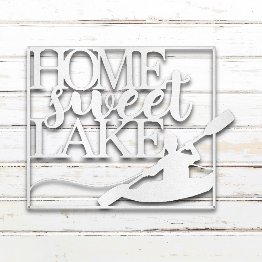 Home Sweet Lake Metal Wall Art (White) | Shop Custom Metal Signs & Wall Decor | Sovereign Metalworks