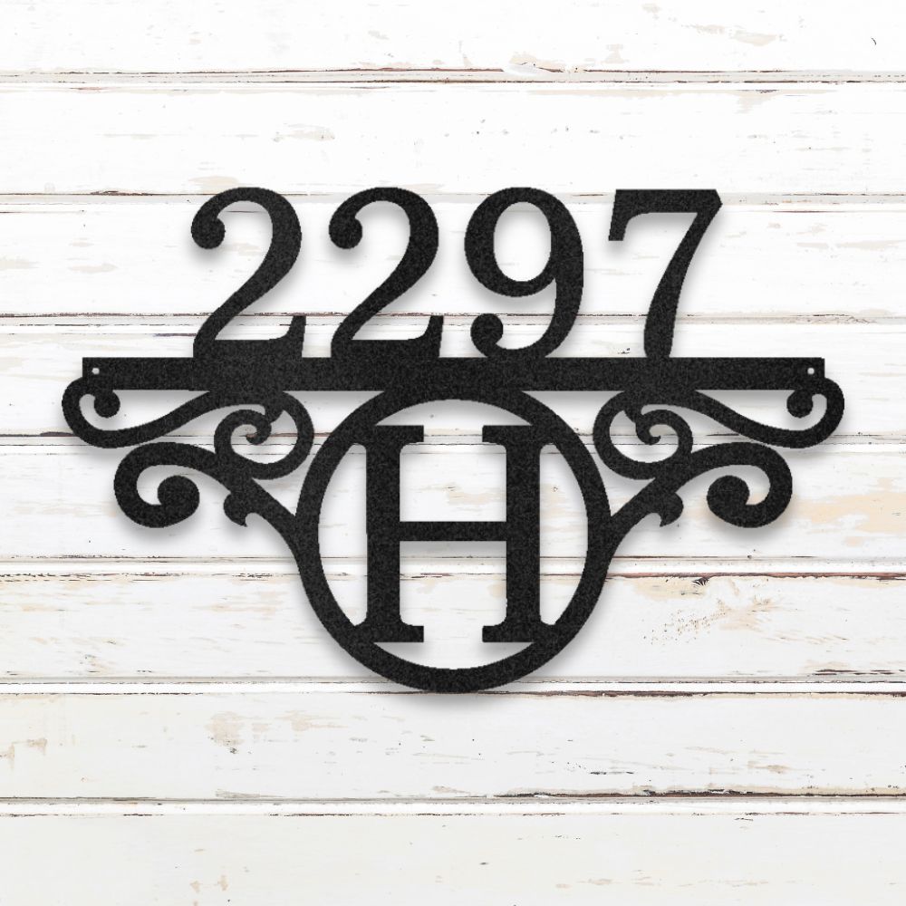 Initial Metal Address Sign (Black) | Shop Custom Metal Art & Wall Decor | Sovereign Metalworks