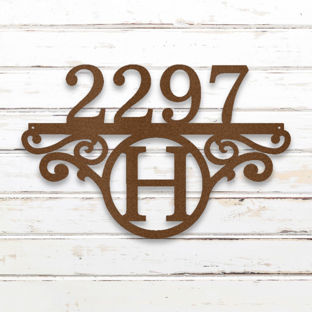 Initial Metal Address Sign (Copper) | Shop Custom Metal Art & Wall Decor | Sovereign Metalworks