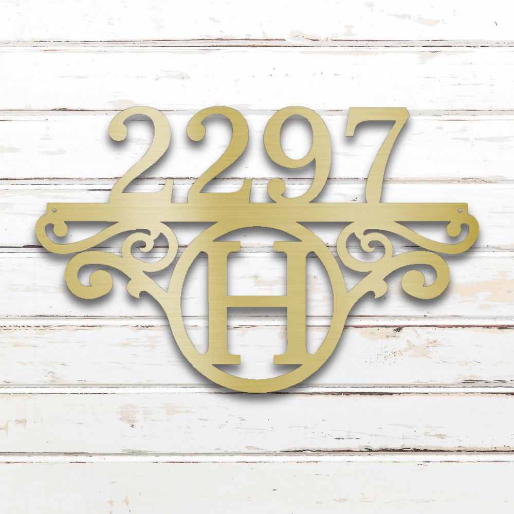 Initial Metal Address Sign (Gold) | Shop Custom Metal Art & Wall Decor | Sovereign Metalworks