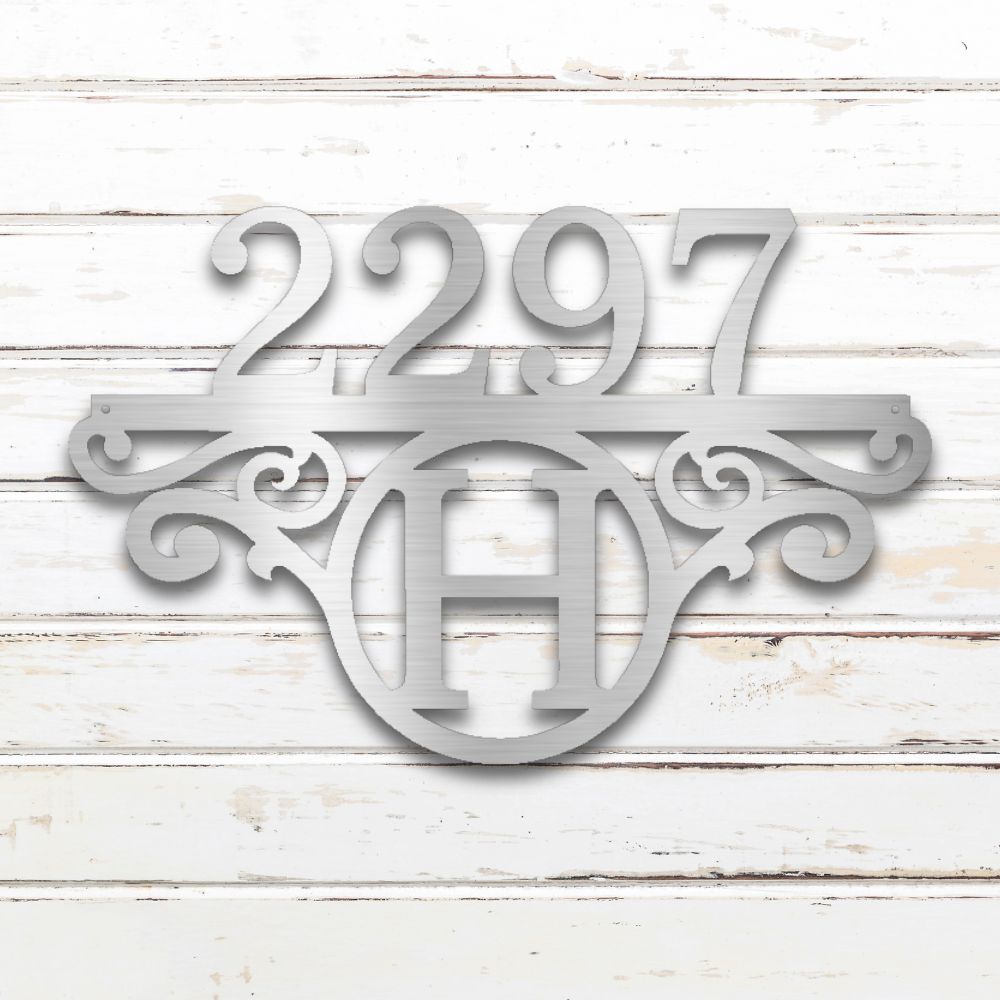 Initial Metal Address Sign (Silver) | Shop Custom Metal Art & Wall Decor | Sovereign Metalworks