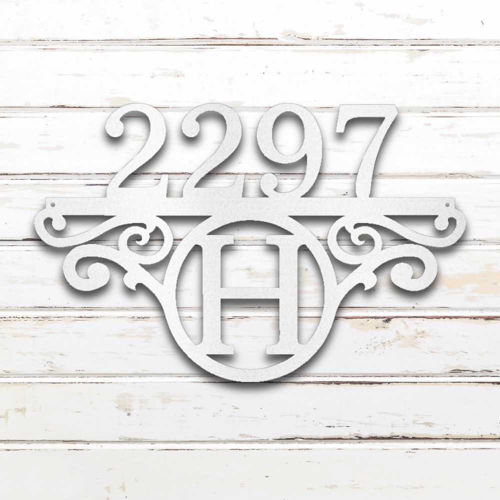 Initial Metal Address Sign (White) | Shop Custom Metal Art & Wall Decor | Sovereign Metalworks