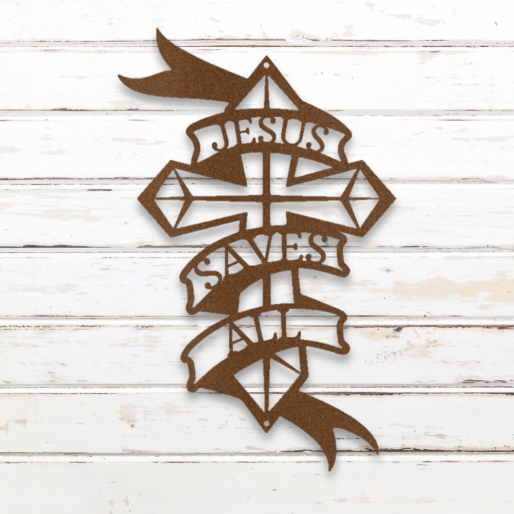 Jesus Saves All Metal Wall Art (Copper) | Shop Custom Metal Signs & Wall Decor | Sovereign Metalworks