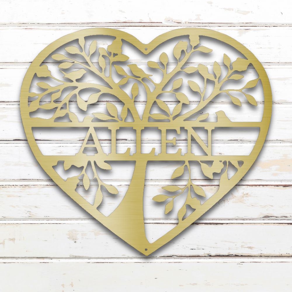 Loving Family Tree Metal Wall Art (Gold) | Shop Custom Metal Signs & Wall Decor | Sovereign Metalworks