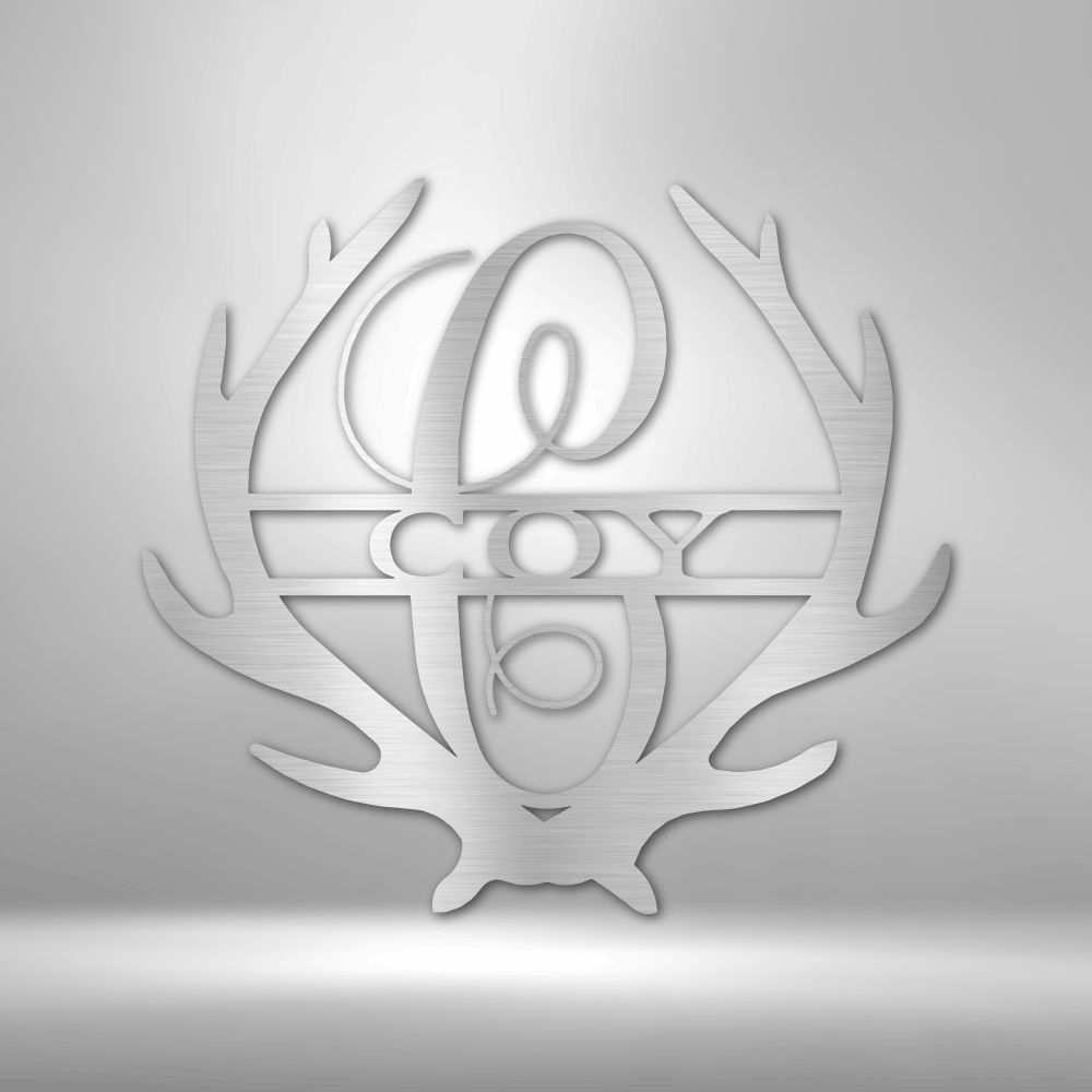 Antler Monogram (Silver) Metal Wall Art | Shop Custom Metal Signs & Wall Decor | Sovereign Metalworks