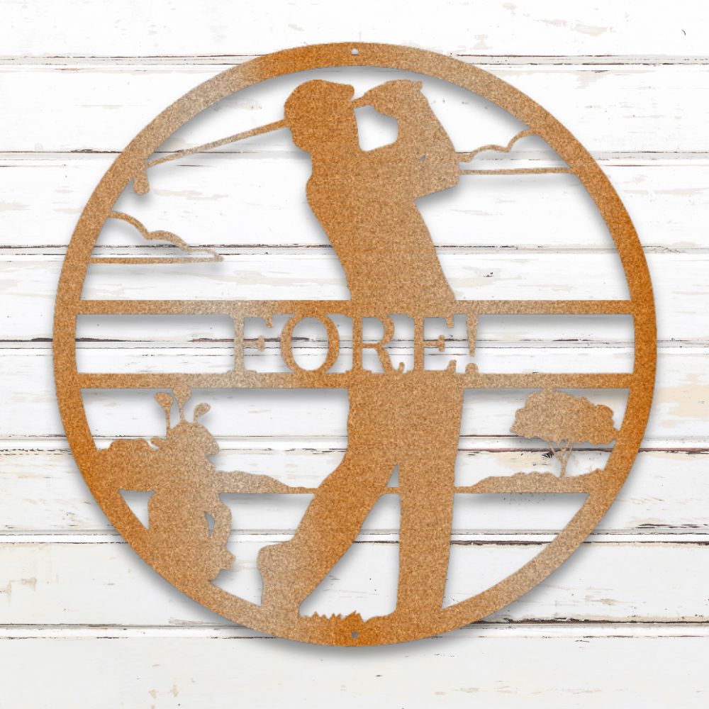 Male Golfer Custom Metal Wall Art (Copper) | Shop Custom Metal Signs & Wall Decor | Sovereign Metalworks