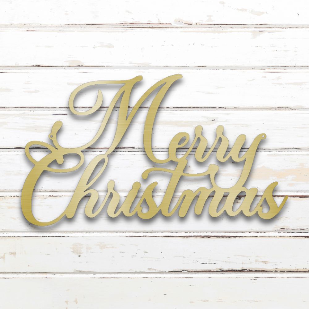 Merry Christmas Metal Wall Art I (Gold) | Shop Custom Metal Signs & Wall Decor | Sovereign Metalworks