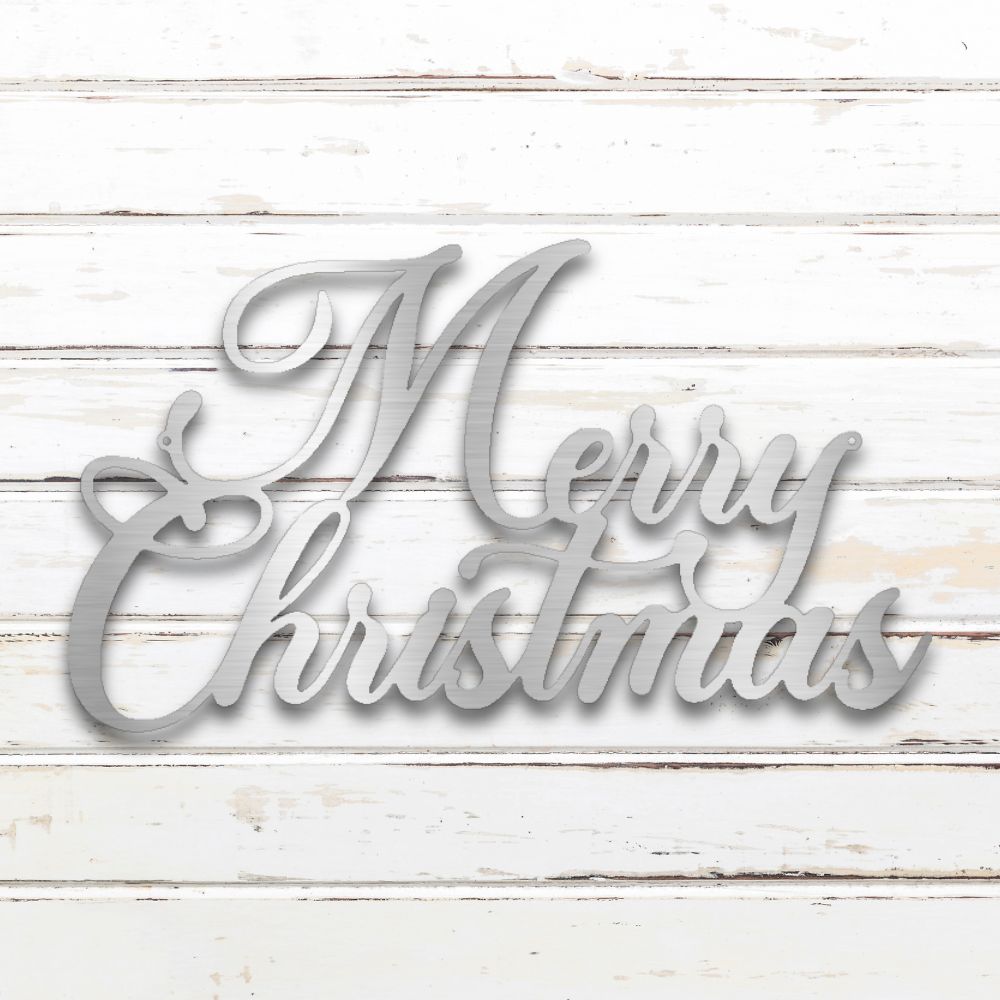 Merry Christmas Metal Wall Art I (Silver) | Shop Custom Metal Signs & Wall Decor | Sovereign Metalworks