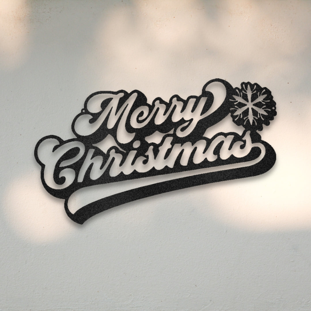 Merry Christmas Script Metal Wall Art | Sovereign Metalworks
