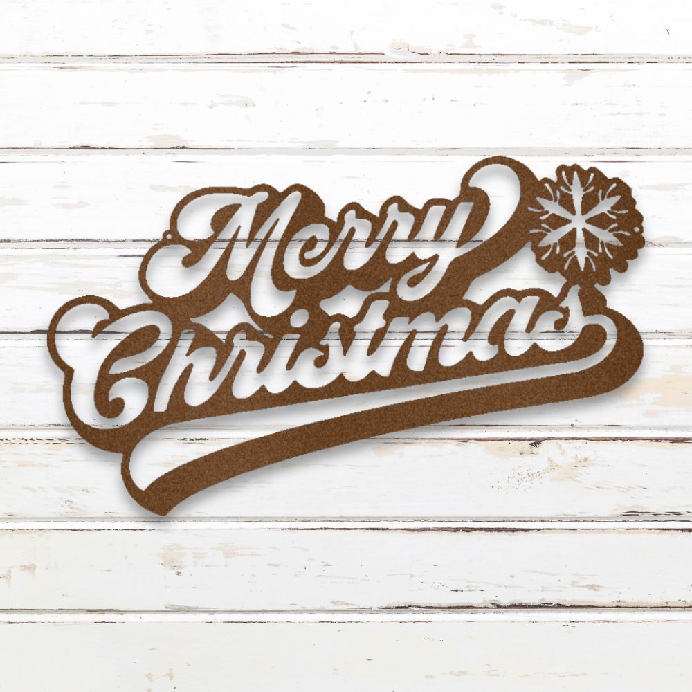 Merry Christmas Script Metal Wall Art (Copper) | Shop Custom Metal Signs & Wall Decor | Sovereign Metalworks