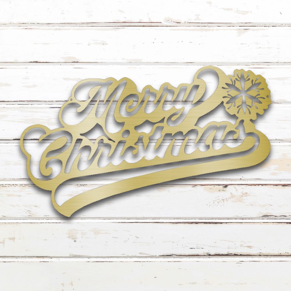 Merry Christmas Script Metal Wall Art (Gold) | Shop Custom Metal Signs & Wall Decor | Sovereign Metalworks