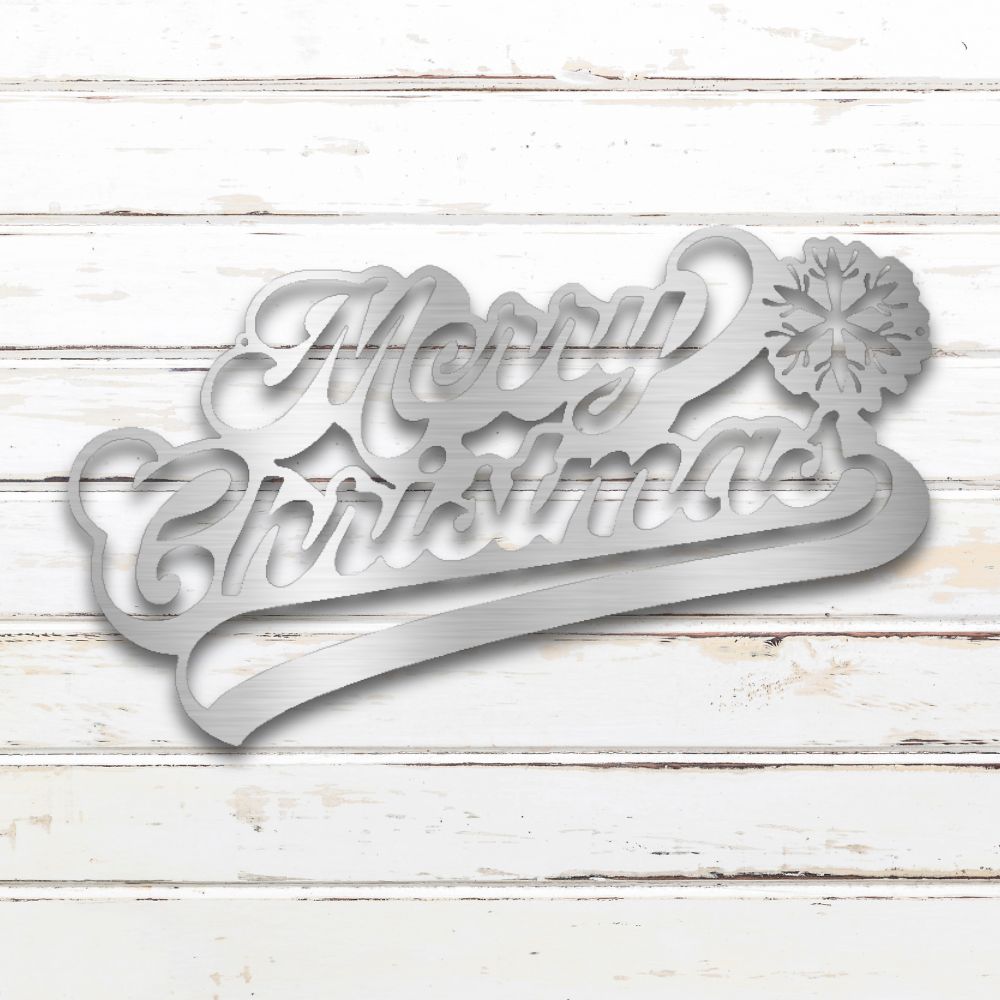 Merry Christmas Script Metal Wall Art (Silver) | Shop Custom Metal Signs & Wall Decor | Sovereign Metalworks