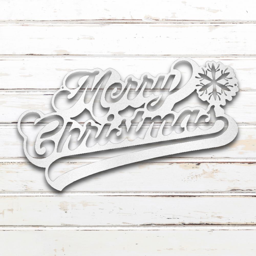 Merry Christmas Script Metal Wall Art (White) | Shop Custom Metal Signs & Wall Decor | Sovereign Metalworks