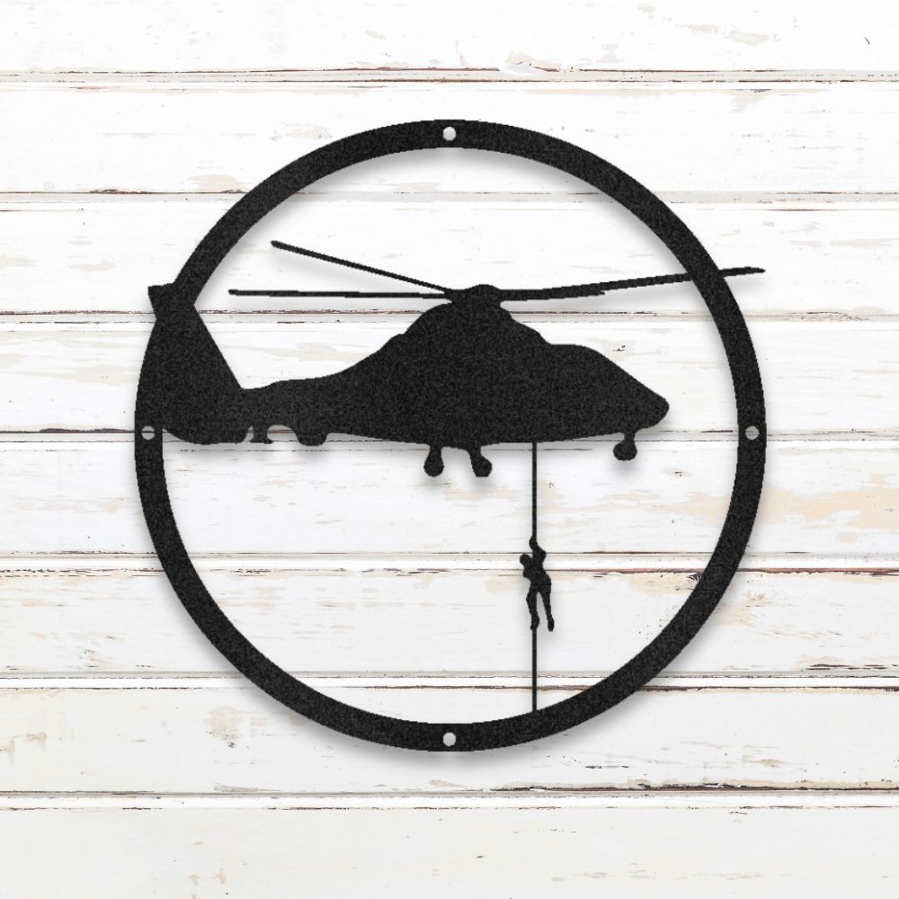 Military Helicopter Metal Wall Art (Black) | Shop Custom Metal Signs & Wall Decor | Sovereign Metalworks